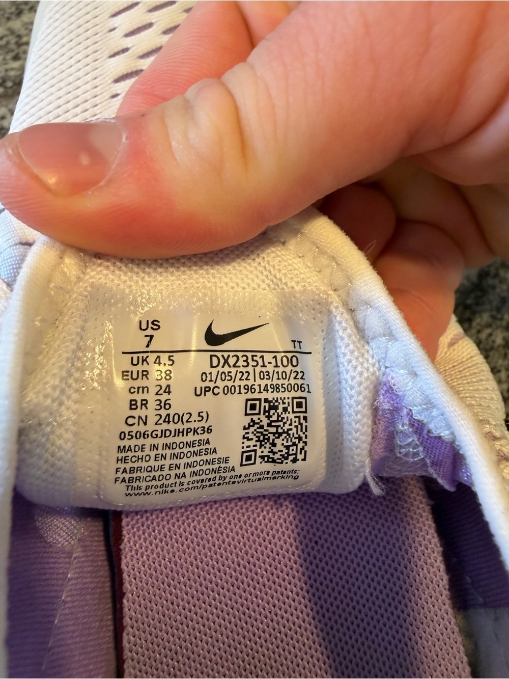 Women’s Nike Air Max 270 White Blue Lavender DX2351-100 Size 7 - Picture 10 of 10